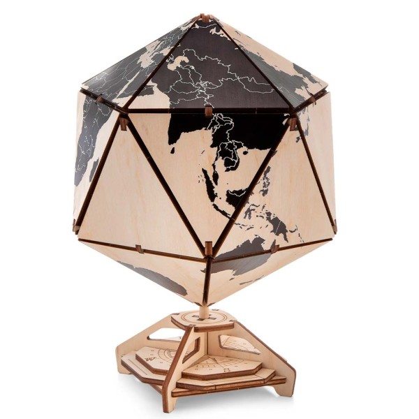 Eco Wood Art: Icosahedral Globe Schwarz